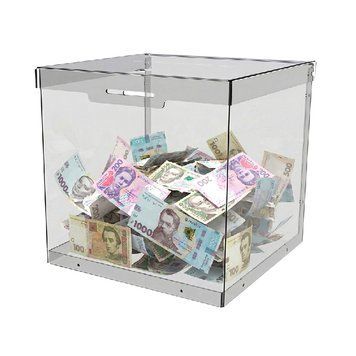 🎁 Ящик для пожертвувань 200х200х200 ПЕТ 1.5 мм | Прозорий оргскло (акрил) | Гарантія якості | Легке використання | Благодійні акції 10420 фото