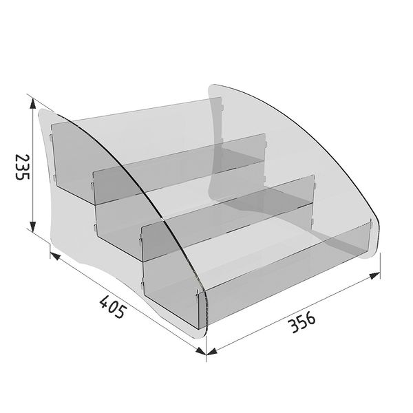 Товарна горка на 3 комірки з акрила 356х405х235 1104 фото