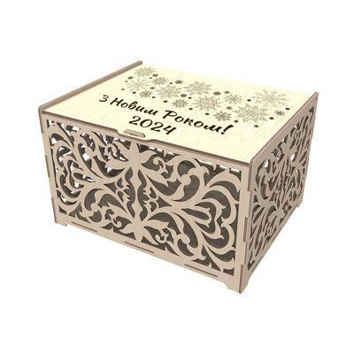 Подарункова коробка 300х240х184 EKOSTAR фанера 5 мм | Прозорий дизайн | Висока якість | Для подарунків і зберігання 11401 фото