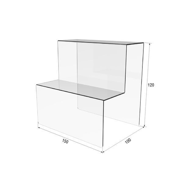 Горка под товар на 2 ступеньки из акрила 150x120x100 | Стильный дизайн, высокое качество | Организация выкладки | Быстрая доставка 1386 фото