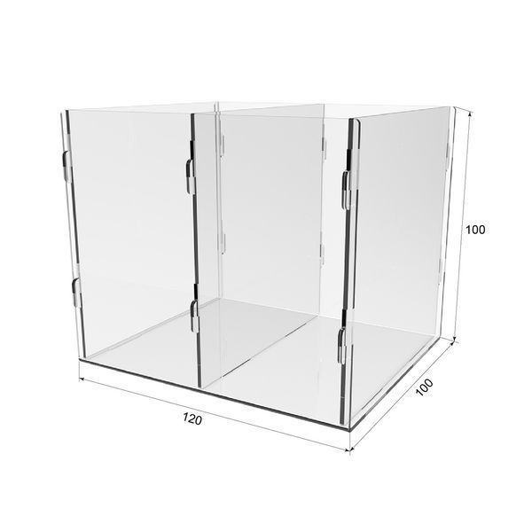 Коробка акрилова EKOSTAR 100х120х100 2 комірки збірна | Прозора коробка для зберігання різних предметів 11362 фото